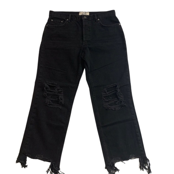 NWT We the Free Maggie step hem jeans, high rise, black, 28, frayed hem - Picture 1 of 8